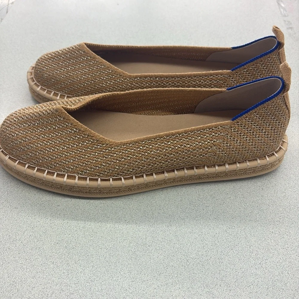 Rothy’s The Espadrille, Gold/Diamond Metallic, Size 8.5, NWOT